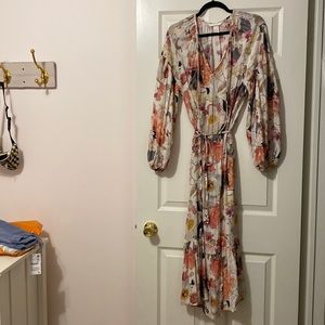 h&m maternity metallic thread floral dress